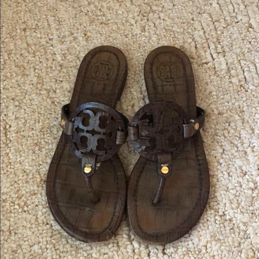 Tory Burch brown flip flops